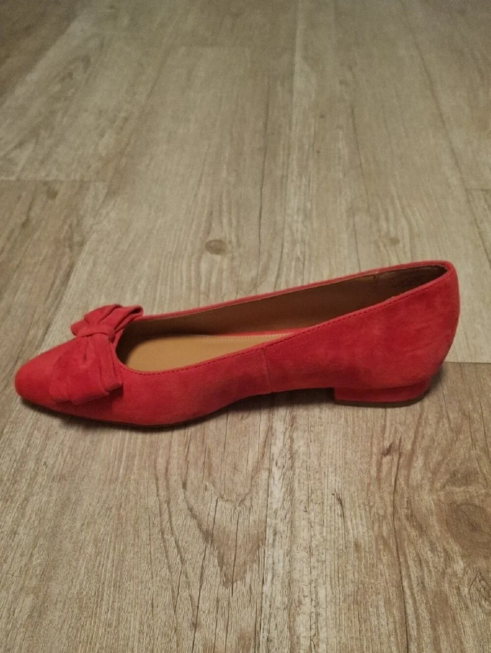 Talbots Red Suede Pointed Toe Flats with Bow